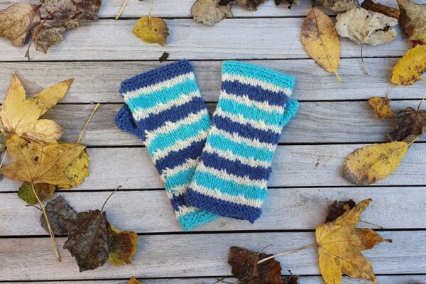 Stripy Twist Fingerless Mitts Knitting Kit