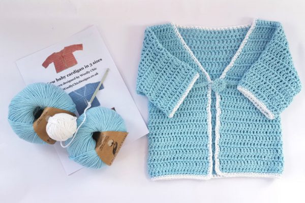 Organic Cotton Baby Cardigan kit blue